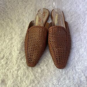 Sam Edelman leather tan woven mules size 11
